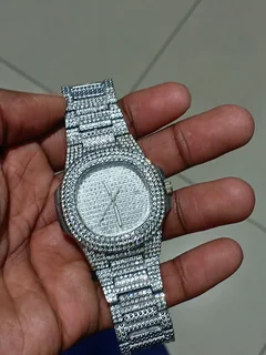 Silver iced watch