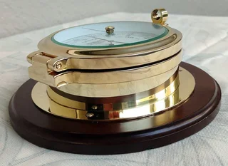 Barometer, WEMPE in solid Brass No. CW450011Ø 180/120mm x H70-55mm Made in Germany