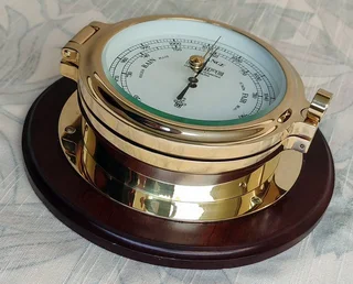 Barometer, WEMPE in solid Brass No. CW450011Ø 180/120mm x H70-55mm Made in Germany