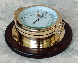 Barometer, WEMPE in solid Brass No. CW450011Ø 180/120mm x H70-55mm Made in Germany