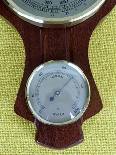 FISCHER PROFESSIONAL Precision Barometer, Hygrometer and Thermometer in Brass Ø134 size L50 x W16cm