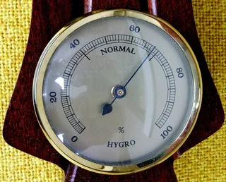 FISCHER PROFESSIONAL Precision Barometer, Hygrometer and Thermometer in Brass Ø134 size L50 x W16cm