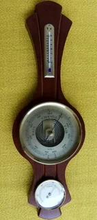 Fischer Professional Precision Barometer, Hygrometer And Thermometer In Brass Ø134 Size L50 X W16cm