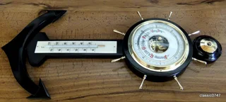 Barometer in Solid Brass Ø129-117 H 33mm.total size L x 490 W x 230mm Made in western Germany