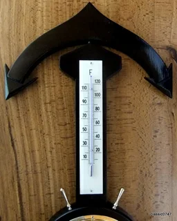 Barometer in Solid Brass Ø129-117 H 33mm.total size L x 490 W x 230mm Made in western Germany