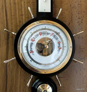 Barometer in Solid Brass Ø129-117 H 33mm.total size L x 490 W x 230mm Made in western Germany