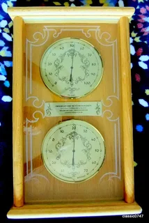 HYGROMETER-THERMOMETER Brass, Ø 15.5cm Overall size Oakwood W30 x D8.5 x H50 cm