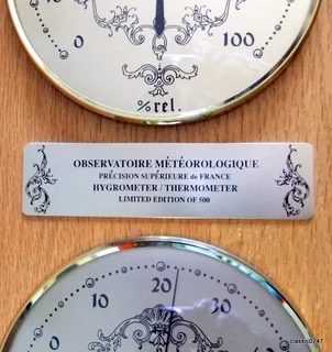 HYGROMETER-THERMOMETER Brass, Ø 15.5cm Overall size Oakwood W30 x D8.5 x H50 cm