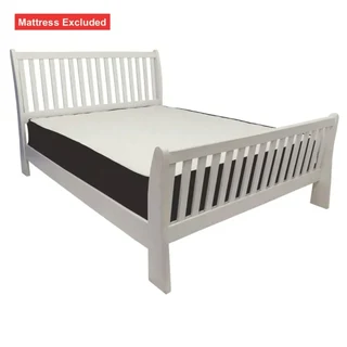 Pine   Sleigh Bed Queen Xl White X (foot End Damaged)