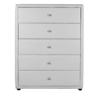 Amelia   Chest 5 Drw B/pu White
