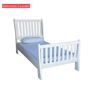 Pine   Sleigh Bed Single White
