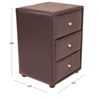 AMELIA   PEDESTAL 3 DRW B/PU BROWN OR WHITE