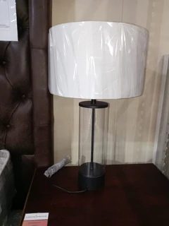 Martha   Glass Table Lamp Blck &#43;white Shde