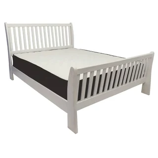 Pine   Sleigh Bed Queen White