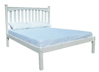 Pine   Sleigh Bed Double White