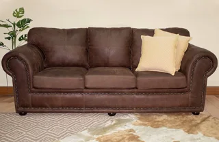 Genuine Full Leather Afrika 3 Seater Couch – Exotic W/Brown