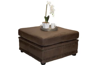 Genuine Full Leather Afrika Modular Ottoman Exotic W/Brown