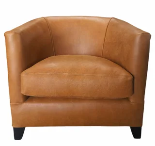 Genuine Full Leather Classic Tub Chair – Exotic W/Spice
