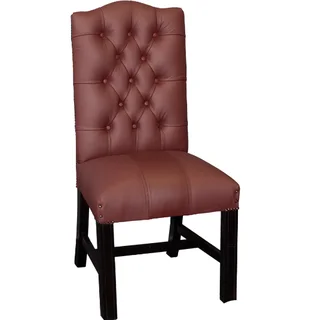 Genuine Full Leather Empire Button Dining Chair Santos Saffron