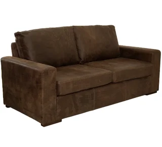 Genuine Full Leather Mod 2 Seater Couch – Exotic W/Brown W/BROWN