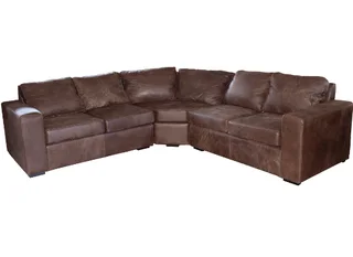 Genuine Full Leather Mod 5 Seater Corner Couch Special – Exotic W/Brown