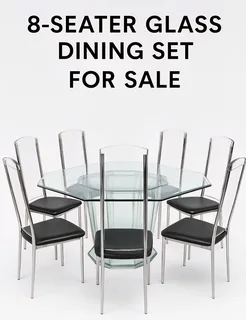 Glass 8 seater hexagon Dining table