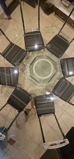 Glass 8 seater hexagon Dining table