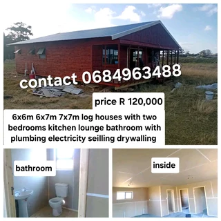 6x6m 6x7m 7x7m log homes for sale