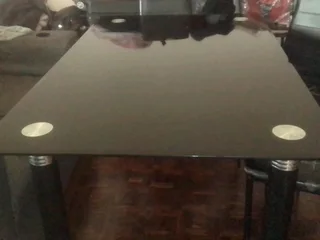 6 seater tempered glass table