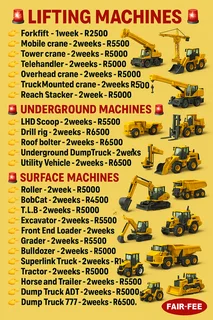 RDO, Competent B, Drill rig, LHD, UV, Roof bolter, Shift boss, Winch, underground dump truck school