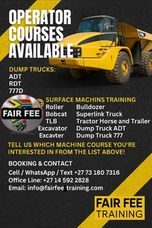 Dump truck ADT and RDT, 777D, Bulldozer, Grader, Wheel loader, Excavator operator training