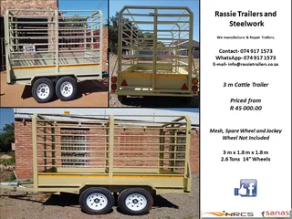 3 m Cattle Trailer NRCS approved