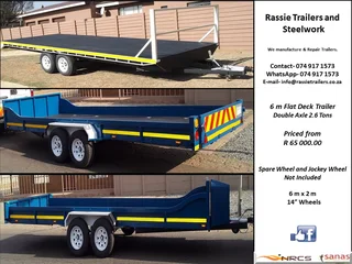 6 m Flat Deck Trailer NRCS approved