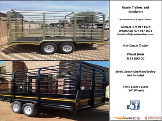 4 m Cattle Trailer NRCS approved