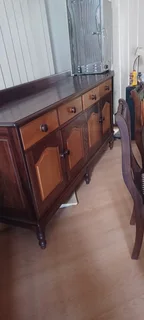 Solid Wood Black &amp; Yellowwood Dining Room Set