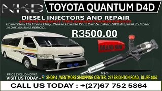 Toyota Quantum D4D(BRAND NEW) Diesel Fuel Injectors