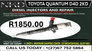 Toyota Quantum D4D 2KD Diesel Fuel Injectors