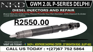 GWM 2.0L P-Series Delphi Diesel Fuel Injectors