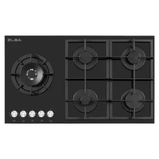 Elba 90cm Black 5 Burner Gas on Glass Hob -T90-565G