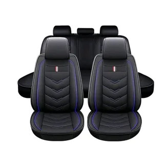 5Pcs Of Universal PU Leather Car Seat Cover (Black blue)