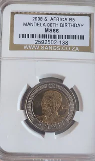 2008 South Africa R5 – Nelson Mandela 90th Birthday Commemorative Coin