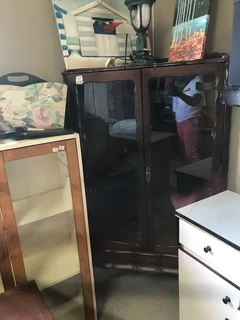 Imbuia corner display cabinet