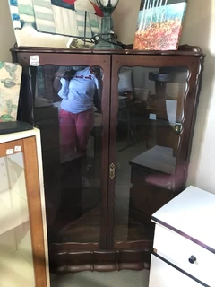 Imbuia corner display cabinet