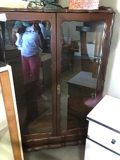 Imbuia corner display cabinet