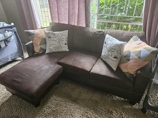 Comfortable Brown L-Shaped Couch (Bargain Price)