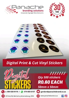 Banners. Light boxes. Domed resin stickers.  Name badges and more