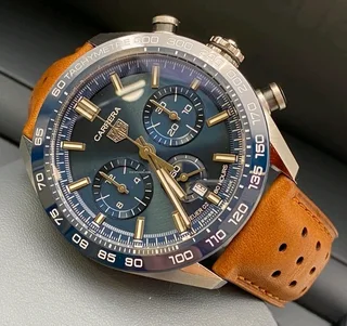 Tag Heuer Carrera 02 Mens Chronograph Watch Blue Dial