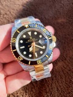 Rolex Submariner Two Tone Mens Automatic Watch Black Dial