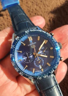Tag Heuer Carrera Mens Chronograph Watch Blue Dial