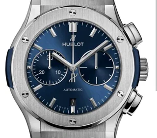 Hoblot Classic Fusion Mens Chronograph Watch Blue Dial